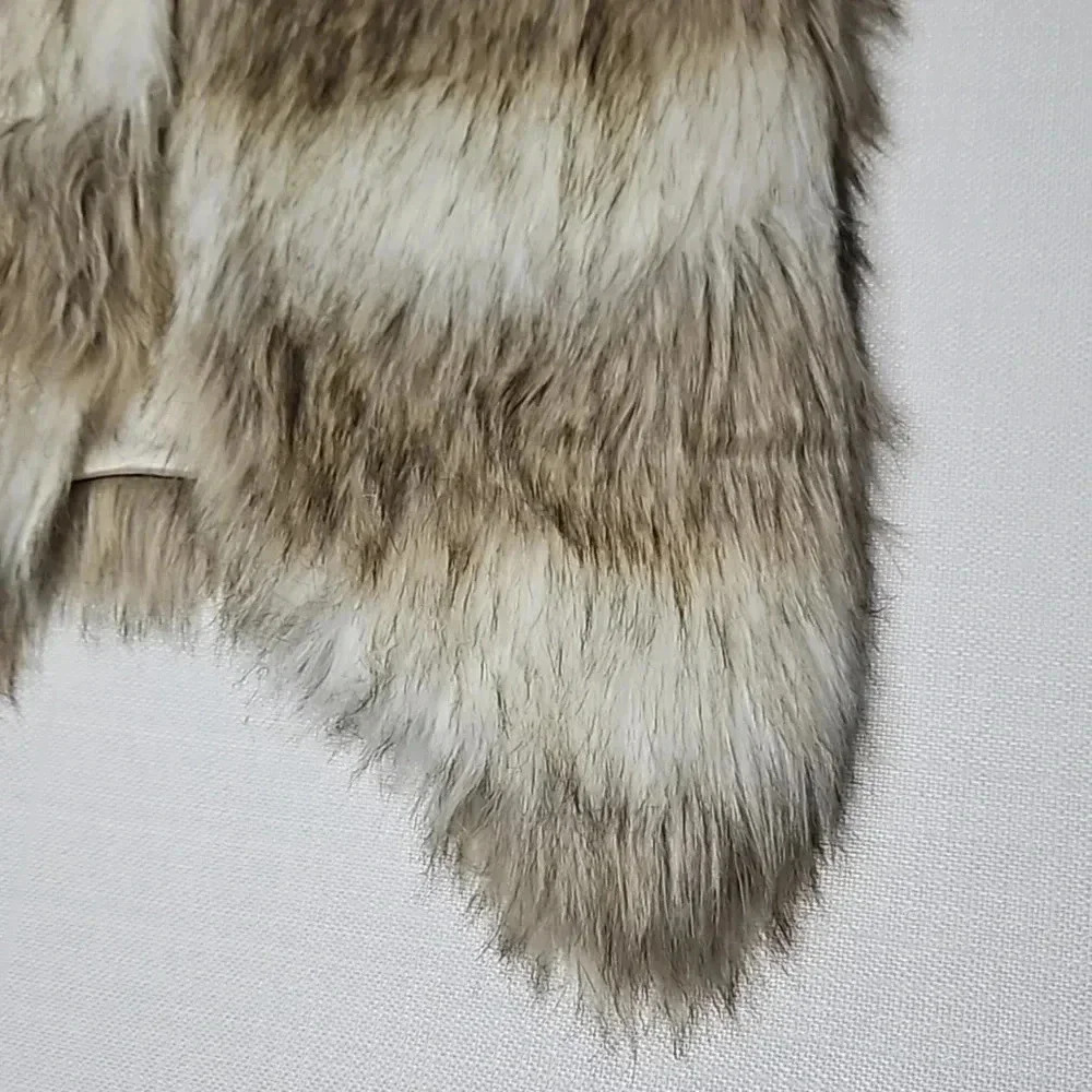 Skies Are Blue Faux Fur Vest Cream & Brown Women's XS - Picture 8 of 16